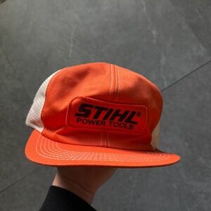 Vintage Orange Mesh Stihl Power Tools Trucker Hat OSFM